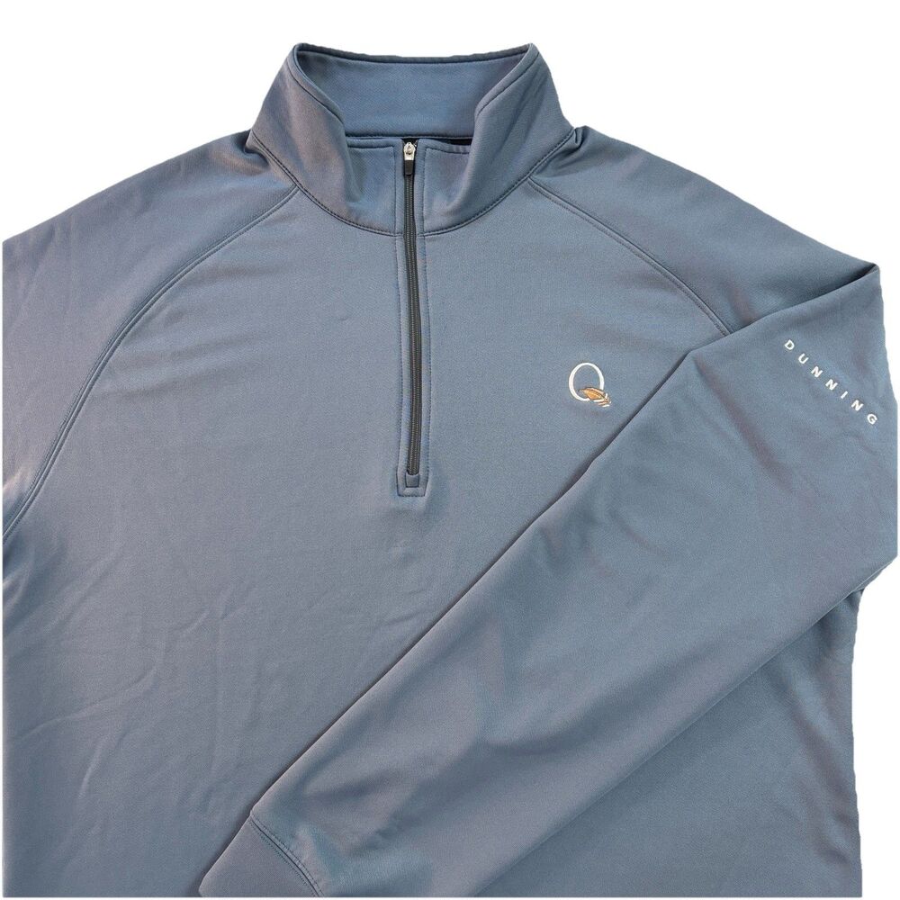 Dunning Golf Mens Large Gray 1/4 Zip Pullover Quail Hollow Country Club Logo
